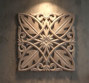 Traditional Square Design MDF Wall Decal for Home <b>Decor</b> Living Room Hanging Accent - Product Image 1