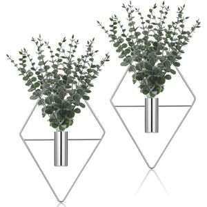 8 Pcs Vases Suspendus Muraux Modernes Géométriques Bohèmes en Métal pour Plantes d'Intérieur, Supports pour Eucalyptus Artificiel, Jardinières Murales, Pots de Fleurs - Product Image 1