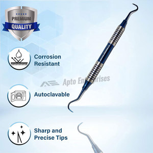 เครื่องมือขูดหินปูนฟันด้านหน้าและด้านหลัง รุ่น H6/H7 ทำจากสแตนเลสสตีล สำหรับโรคปริทันต์ ด้ามจับแบบกลวง เคลือบไทเทเนียมสีน้ำเงิน ใช้งานด้วยมือ - Product Image 4