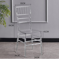 Chaise de salle à manger moderne, élégante et durable en acrylique transparent rembourrée, empilable, avec protection de sol, pour la maison, les mariages et les auditoriums