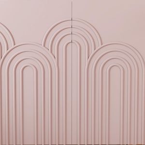 Credenza Moderna da 47 Pollici con 3 Ante, Mobile Decorativo Rosa con Rilievo a Nuvole, Armadietto per Soggiorno - Product Image 6