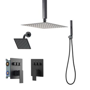 Sistema Doccia a Pioggia da Soffitto 10 Pollici e Doccia a Mano da Parete 6 Pollici, Set Rubinetto Doccia Girevole 2 in 1 per Accessori Bagno - Product Image 1