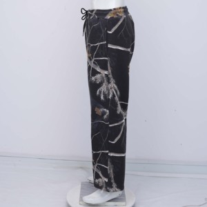 Pantalones Culottes con Estampado de Camuflaje para Mujer, Cintura Media, Cordón Ajustable, Corte Holgado, Largos, Estilo Casual Otoñal, 60% Algodón, 40% Poliéster - Product Image 3