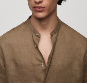 OEM Manufacturer's High Quality Custom Linen <b>Shirts</b> for <b>Men</b> 100% French Linen Stand Mao Collar Long Sleeve Casual Summer Fashion - Product Image 4