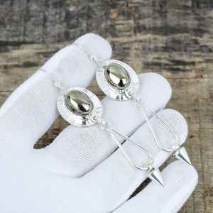 ต่างหูห้อยประดับทองคำแท้ Apache Pyrite Luxury  ทำจากเงินแท้ 925  งานแฮนด์เมด  เหมาะสำหรับงานปาร์ตี้ ของขวัญวันครบรอบ - Product Image 3