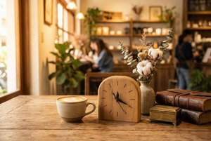 Modern Natural Finish Wooden <b>Desk</b> Clock <b>Electronic</b> Movement Touch Sensing Silent Function Needle Display-Office Living Room - Product Image 5