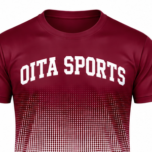 Burgundy and <b>White</b> Gradient Sublimation T <b>Shirt</b> <b>Men</b> <b>Short</b> <b>Sleeve</b> Crew Neck Custom Printed Sports Training Performance Athletic - Product Image 3