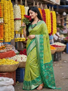 Designer pochampalli silk blend <b>saree</b> for women | wedding & - Product Image 5