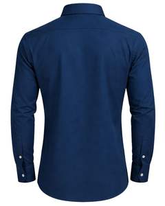 Camisa de Vestir Personalizada para Hombre, Azul Marino, Corte Entallado, Manga Larga, Cierre de Botones, Formal, Informal, para Oficina, Mezcla de Algodón, Logotipo Personalizado OEM - Product Image 2