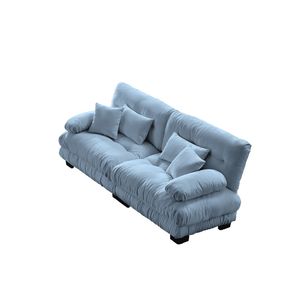 Divano Cloud a 2 Posti in Ciniglia Blu per Soggiorno con 2 Cuscini Lombari e 2 Cuscini Decorativi - Product Image 5