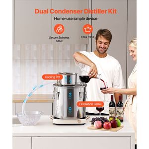 Kit di Fermentazione per Birra Fatta in Casa da 30 L (8 Galloni) in Acciaio Inossidabile con Pompa a Serpentina in Rame, Distillatore d'Acqua e Alcol per la Produzione Casalinga di Birra - Product Image 2