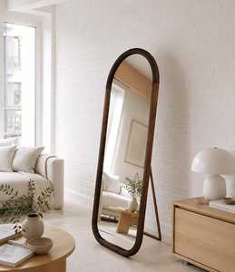 Luxury Arched Full Length Solid Wood <b>Mirror</b> Capsule Floor Standing Body <b>Mirror</b> Rustic Timber Frame <b>Wall</b> <b>Mirror</b> Dressing Decor HD - Product Image 6