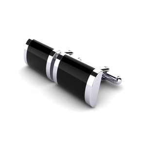 Boutons de manchette en acier inoxydable pour hommes avec rayures horizontales, bijoux formels - Product Image 3