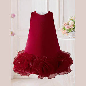 Robe de demoiselle d'honneur élégante en satin et tulle rouge pour filles de 1 à 12 ans, tenue de fête d'anniversaire, robe de princesse - Product Image 2