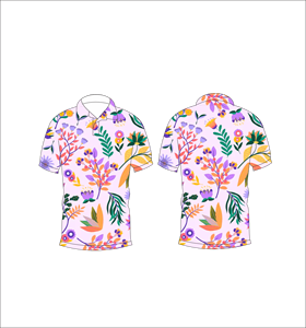 เสื้อโปโลลายดอกไม้ศิลปะแบบกำหนดเอง ระบายอากาศได้ดี น้ำหนักเบา เสื้อทีมกอล์ฟ แขนสั้น ลายพิมพ์แบบซับลิเมชั่น - Product Image 1
