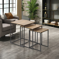 Table d'appoint multifonctionnelle en aluminium et en fer de style unique et de luxe, lot de 3 pièces avec dessus carré pour le salon et la chambre à coucher