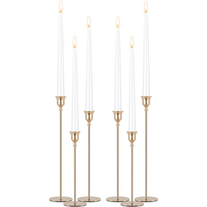 Silver <b>Candlestick</b> Holder Set of 6 Elegant Metal Taper Candle Holders for Wedding Home Decoration Durable Design - Product Image 4