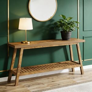 Consolle a 2 livelli in stile rustico per ingresso o divano - Tavoli consolle resistenti - Product Image 1