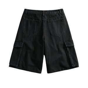 Custom Mens Multi Pocket Cargo <b>Denim</b> Shorts Vintage Wash Drawstrings Straps Baggy Streetwear Y2K Oversized Wide Leg Jorts Shorts - Product Image 3
