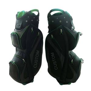 Sac de golf professionnel en cuir PU noir avec organisation multi-poches durable et base renforcée pour une stabilité accrue lors de la conduite - Product Image 4
