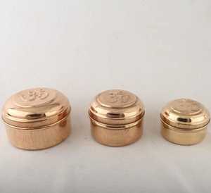 Caja de Almacenamiento de Alimentos Clásica de Cobre Martillado Estilo Antiguo, Color Marrón, con Tapa Abatible, Hecha a Mano, Ecológica, Apta para Vapor, Contenedor de Viaje - Product Image 1