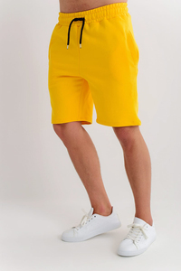 Pantalones Cortos Bermuda para Hombre, Color Amarillo Sólido, con Cordón Ajustable, Cintura Media, Estilo Casual, con Bolsillos, Logotipo Frontal, Tejido de Algodón - Product Image 3