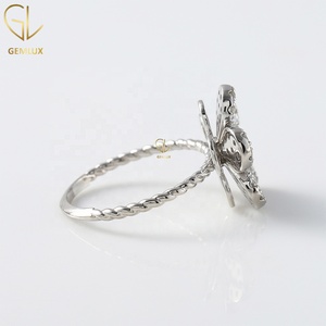 <b>925</b> <b>Silver</b> Round Cut Diamond <b>Ring</b>, Moissanite Diamond Floral Inspired Engagement <b>Ring</b>, Flower Cluster Wedding <b>Ring</b> - Product Image 4