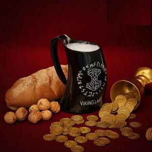 Jarra de Cerveza Rústica Hecha a Mano con Cuerno de Búfalo, Recipiente Tradicional Vikingo para Beber, Directo de Fábrica - Product Image 4