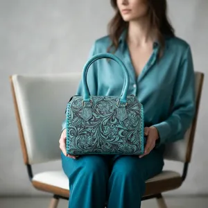 Checkered Genuine Leather Shoulder Bag Women <b>Handbag</b> Zipper Purse Portable Daily Travel Bag Luxurious Look - Product Image 2