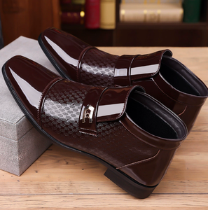 Men's Black Patent Leather Oxford Dress Shoes Pointed Toe <b>Slip</b>-<b>On</b> Formal Business Wedding Footwear - Product Image 5