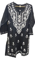 Haut court en coton brodé, taille naturelle, style Kurti indien, robe d'été, style bohème, tenue de plage décontractée