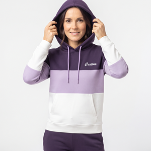 Sudadera con Capucha de Poliéster de Tres Tonos para Mujer, Estilo Casual, Bloques de Color, Tejido de Punto, Corte Regular, Manga Larga, para Invierno - Product Image 3