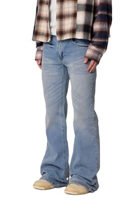 Pantalon en jean délavé vintage Super Flare, taille mi-haute, coupe classique, léger et respirant, coupe-vent, écologique - Product Image 4