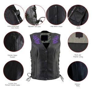 Gilet en cuir tendance pour femmes, fermeture éclair asymétrique, vêtements d'extérieur d'hiver, gilet en cuir pour femmes - Product Image 5