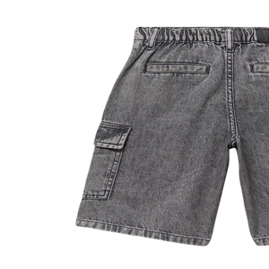 Shorts en jean gris pour garçons, coupe droite, stretch, décontractés, style streetwear, longueur genou, mode, pour enfants, de BD - Product Image 3