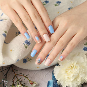 Tiras de Gel para uñas ShineB #45765, pegatinas de Gel para uñas, arte de uñas automático fácil, color azul con arte de dibujo a mano hecho en Corea oem odm - Product Image 3