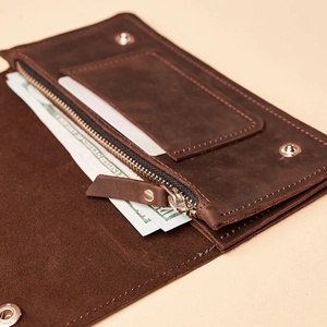 Custom Women's Genuine Leather Clutch Wallet Zipper Closure Personalized Long Travel Engraved <b>Purse</b> Eco-Friendly Linen Lining. - Product Image 3