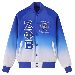 Chaqueta Bomber de Satén Zeta Phi Beta para Mujer, Azul Rey y Blanco, Bordado de Letras Griegas, Acolchada, Tejida, Ecológica, con Estampado - Product Image 6