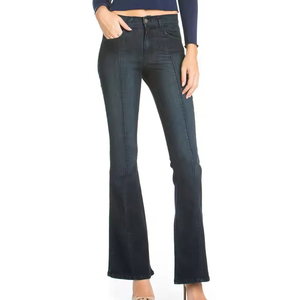 Women's Vintage Skinny Flare-Leg Denim Pants Mid Waist Ripped Decorations Stonewashed Denim Casual Button Fly Skinny Flare Fit - Product Image 5