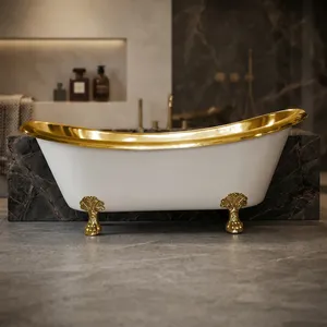 Baignoire traditionnelle artisanale en cuivre avec pieds décoratifs en laiton pour villas et hôtels, finition premium pour salles de bain - Product Image 5
