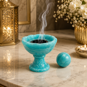 Brûleur à Bakhoor décoratif en résine avec calligraphie arabe dorée, porte-encens, décoration de maison pour Ramadan et Eid, accessoire cadeau - Product Image 3