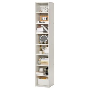 Libreria Moderna in Legno da 71 Pollici, Alta, a 8 Ripiani, Autoportante, con Altezza Regolabile e Vano Espositivo Aperto - Product Image 1