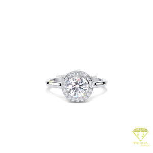 Bague de fiançailles solitaire en or jaune avec halo caché, diamant de laboratoire rond, cadeau de mariage ou d'anniversaire - Product Image 4
