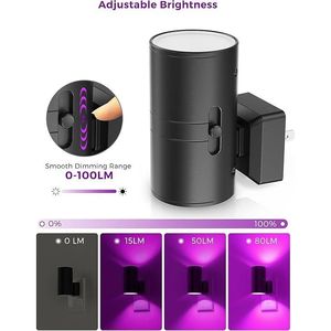 Dimmable LED Purple Night <b>Light</b> Wall <b>Plug</b> with <b>Light</b> Sensor 0-100LM Night <b>Lights</b> Decorative - Product Image 6