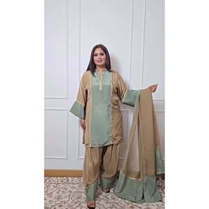 Ensemble haut, pantalon palazzo et dupatta pour femmes, vêtements de soirée de créateur - Product Image 1