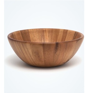 Bol de service en bois d'acacia naturel rustique, fait main, léger, vaisselle de cuisine, bol à salade, à soupe, à collation, meilleur prix - Product Image 6