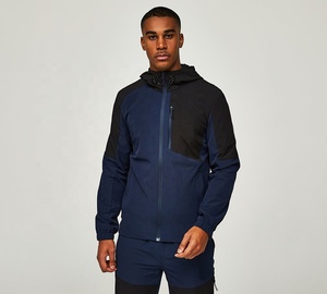 Veste softshell imperméable coupe-vent décontractée pour homme, col montant, fermeture éclair, capuche, respirante, séchage rapide, pour course en plein air - Product Image 3