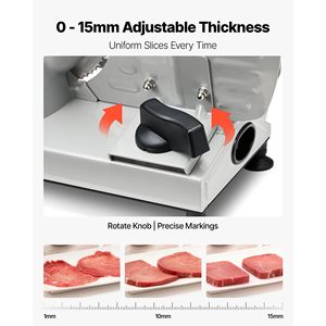 Máquina Cortadora de Carne Eléctrica de 6.7 Pulgadas y 150W, Certificación ETL, Dos Cuchillas SUS420, Grosor Ajustable de 0-0.6 Pulgadas, Picadora y Cortadora de Carne - Product Image 2