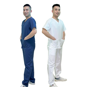 ชุดเครื่องแบบทางการแพทย์สำหรับขัดผ้ากันฝุ่นผ้าวิสคอสสำหรับโรงพยาบาลชุดเครื่องแบบ Mai สีกรมท่า - Product Image 1