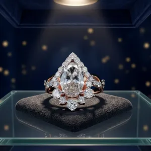 Anillo de Compromiso y Boda con Halo Floral de Oro de 18K, Diamante Cultivado en Laboratorio de Corte Ovalado de 2.38 Ct, Certificado IGI, Joyería Fina Personalizada - Product Image 6